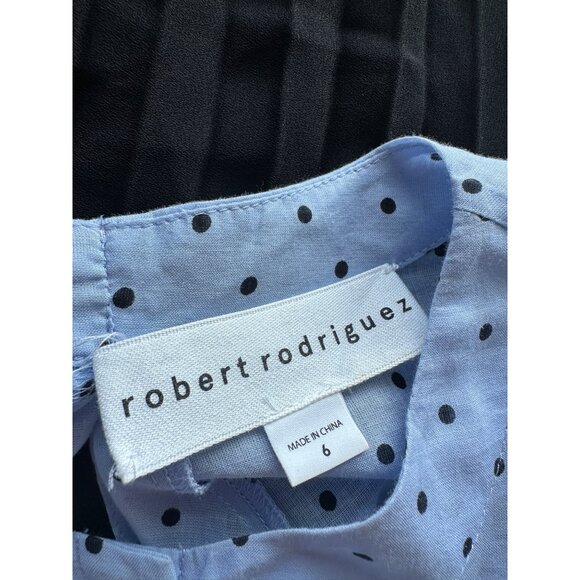 Robert Rodriguez Polka Dot Open Back Top Womens Size 6 Ruffle Cuff Feminine Blue - Picture 5 of 8